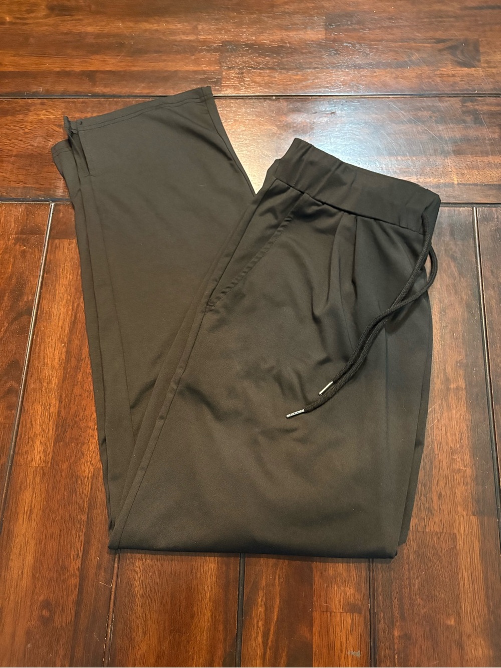 Women's Casual Black Drawstring Pants for Lounging, Workout, Work — Size XL